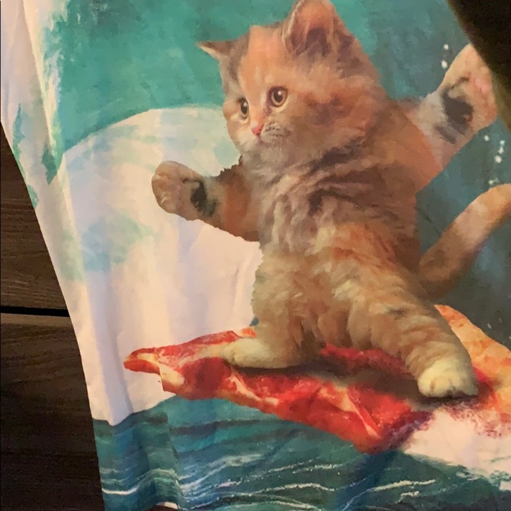 Cat surfing on pizza slice T-Shirt
